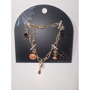 Black Cat, Pumpkin & Mystical Eye, Skull, Halloween Candy Charm Bracelet NEW